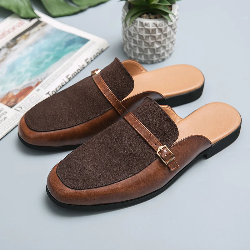 Size 38-48 Fashion Design Comfortable Summer Backless Dress Shoes Men Mules Casual Home Slippers