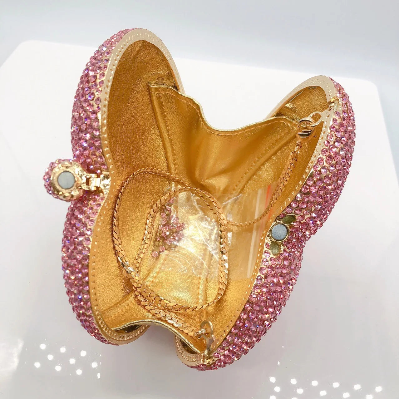 Factory Luxury Clutches Evening Bags Pink Heart Rhinestone Bag Heart Shape Purse Crystal Handbag Party Bags Women