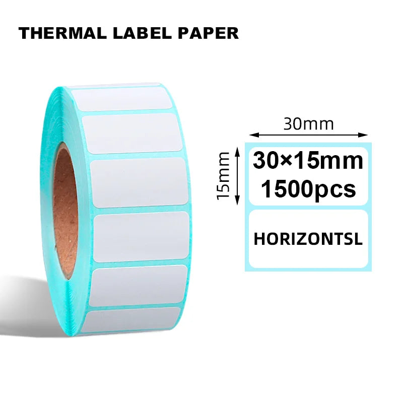 LTLL BPA Free 30x15 mm 1500 Sheet Waterproof Adhesive Blank Mini Direct Thermal Sticker Label Roll for Supermarket Barcode