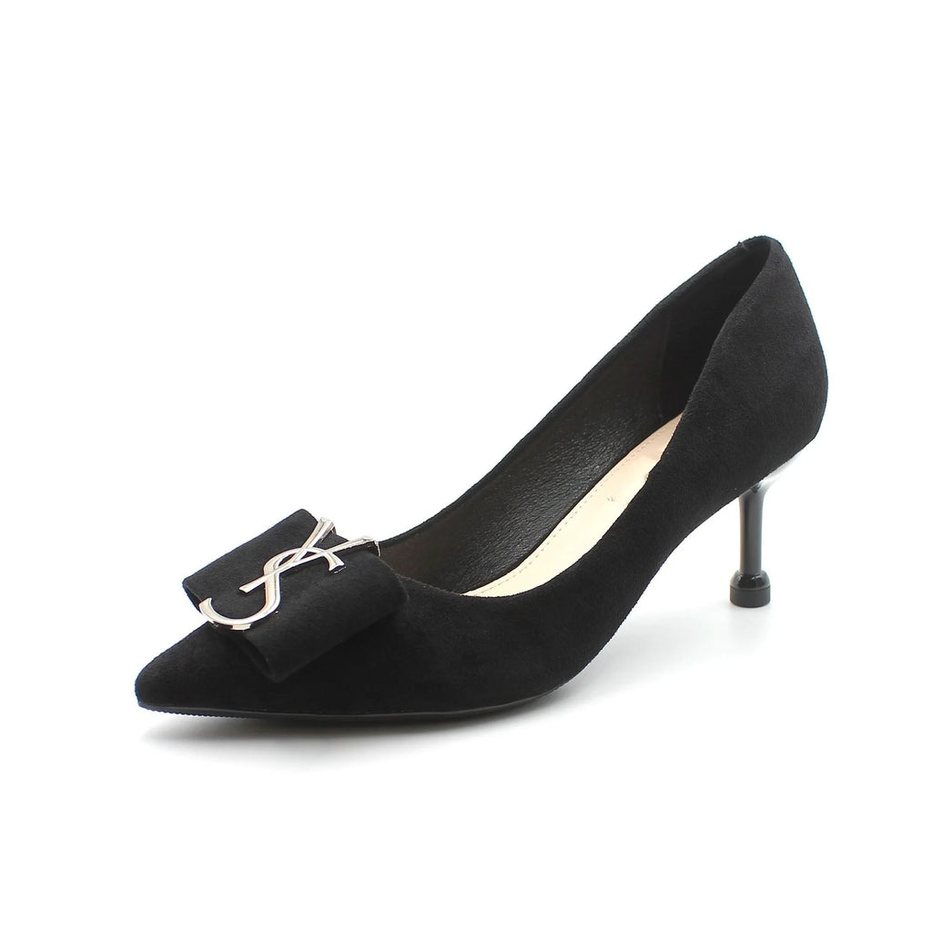 Soft Leather Small-heeled High-heeled Shoes Women's New Spring All-match Shallow Pointed Toe Medium-heeled Stiletto Shoes
