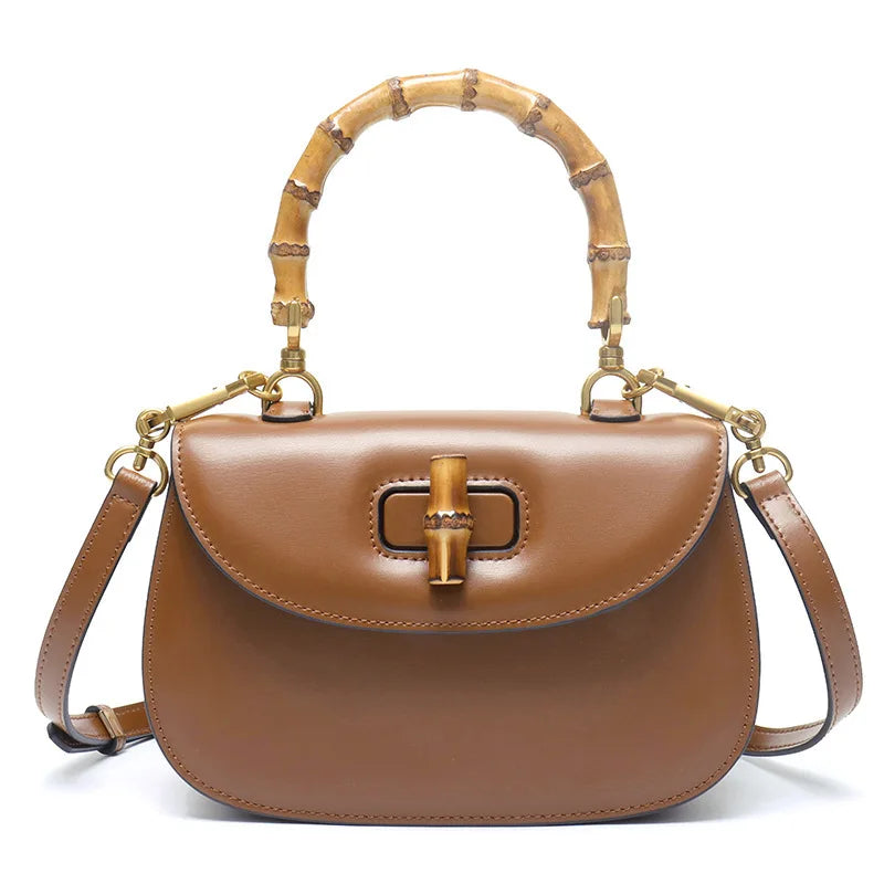 2025 Custom Famous Brands Designer Women Bamboo Handle Handbags Customizable Luxury Real Leather Ladies Hand Bags Crossbody
