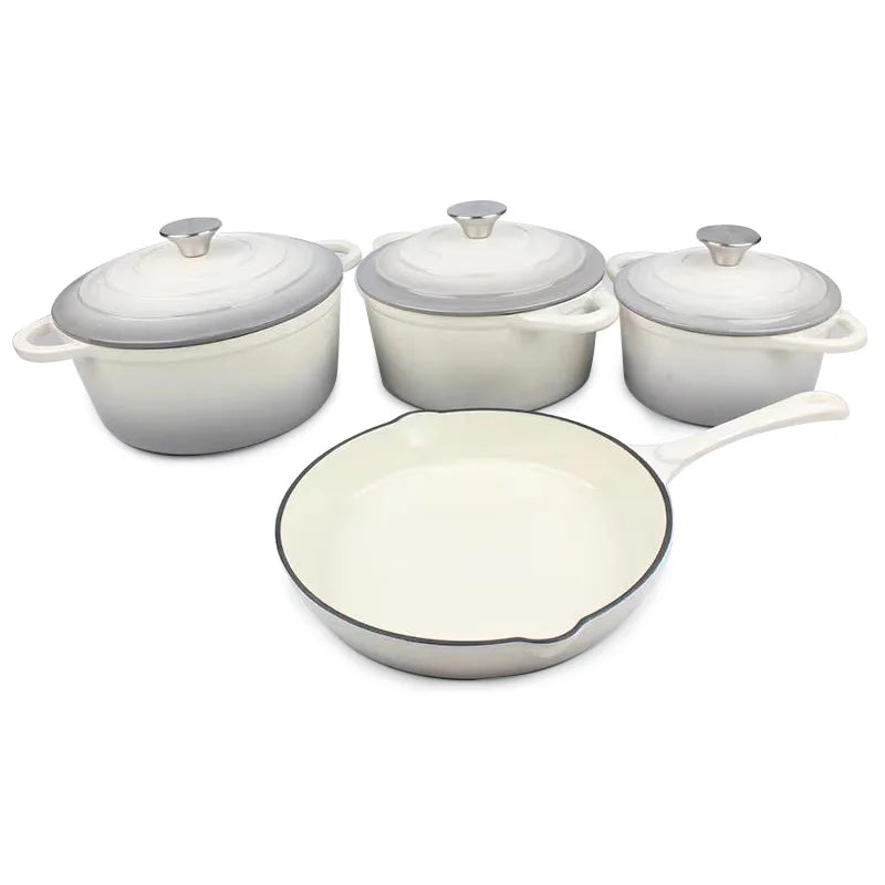 La Cocina 7 Piece Amazo  n Blue Cast Iron Enamel Cookware Set