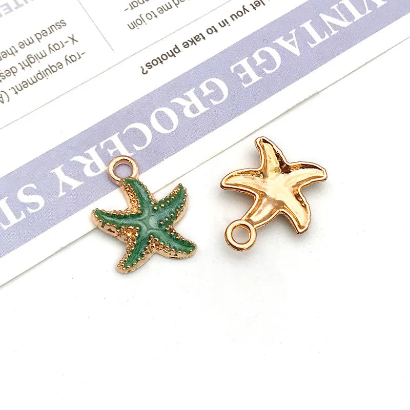 Hot Sale Natural Crafts Alloy Ocean Starfish Conch Seashell Enamel for DIY Nautical Jewelry Making Home Decoration