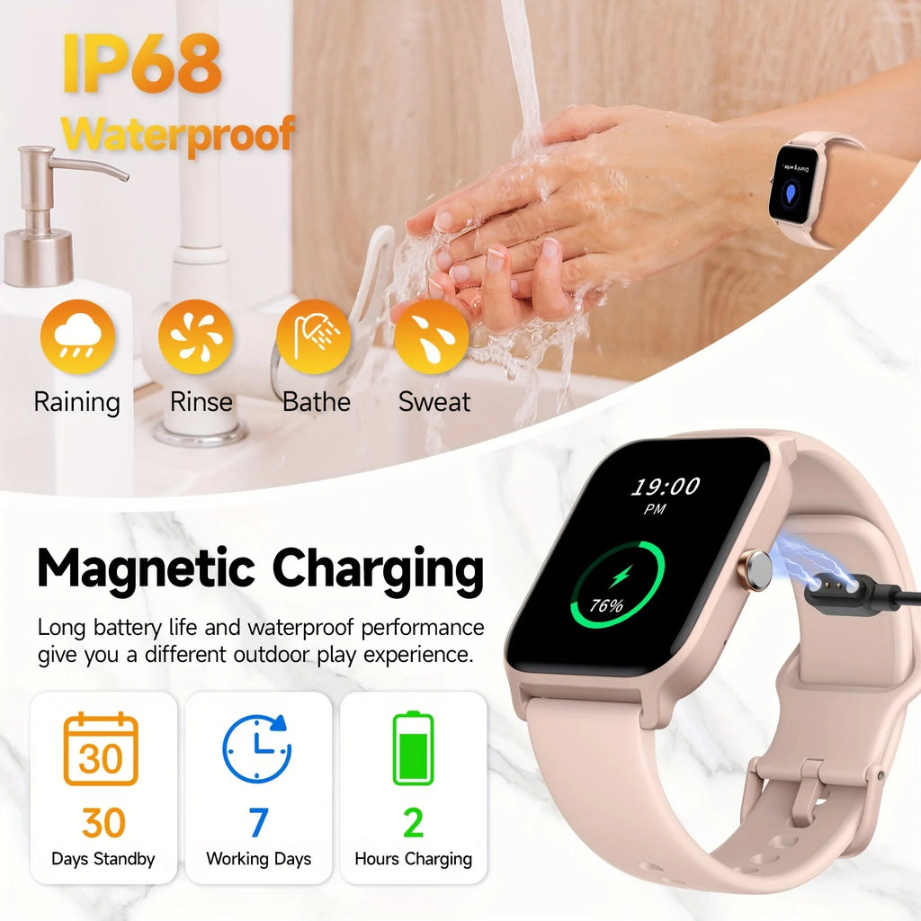 Smartwatch Gift for Men and Women, 1.8" HD Full Touch Screen, Make & Receive Calls, Message Notifications, 100+ Sports Modes