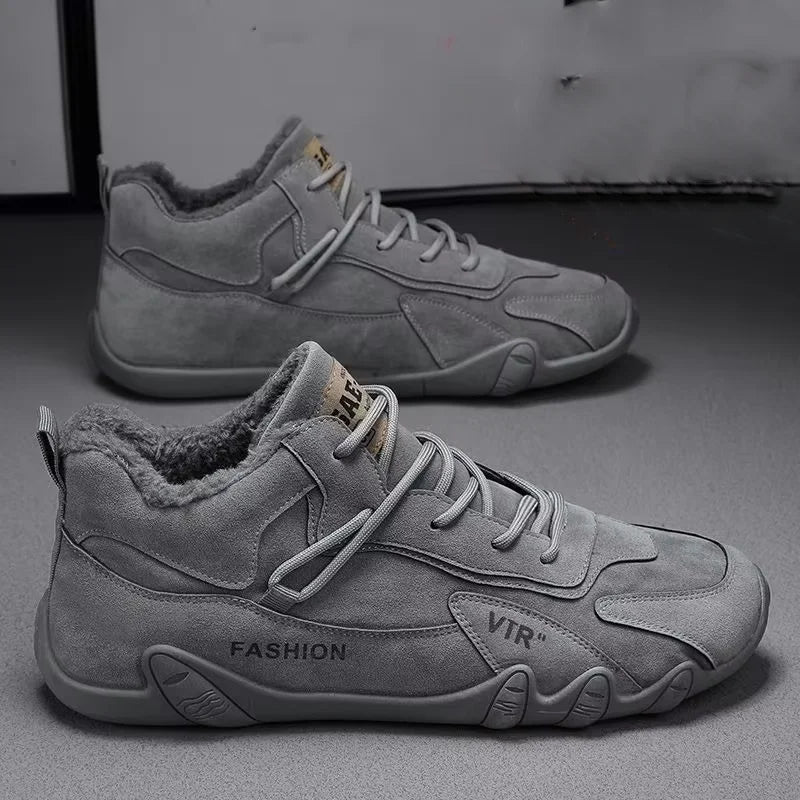 High Top with Added Fleece and Thickened Warm Cotton Shoes Sports and Casual Canvas, Height Increasing Cotton Boots