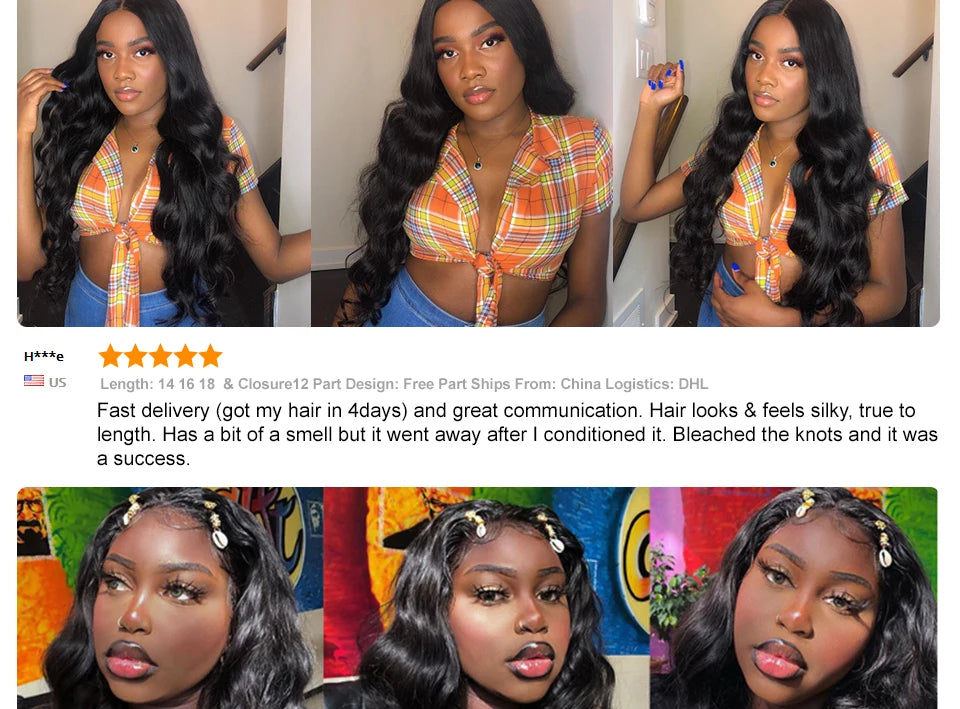 Ali Grace Body Wave Bundles With Closure Brazilian 3 Bundles With 4x4 Transparent HD Lace Closure Human Hair With Closure