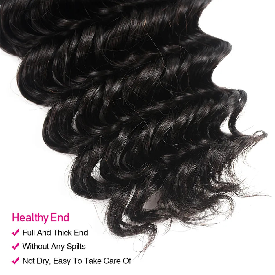UNice Hair Peruvian Deep Wave Human Hair Hair Bundles 1/3/4 PCS 100% Human Hair Sew In Weaves 12-26 Inch Remy Hair Weave Bundles