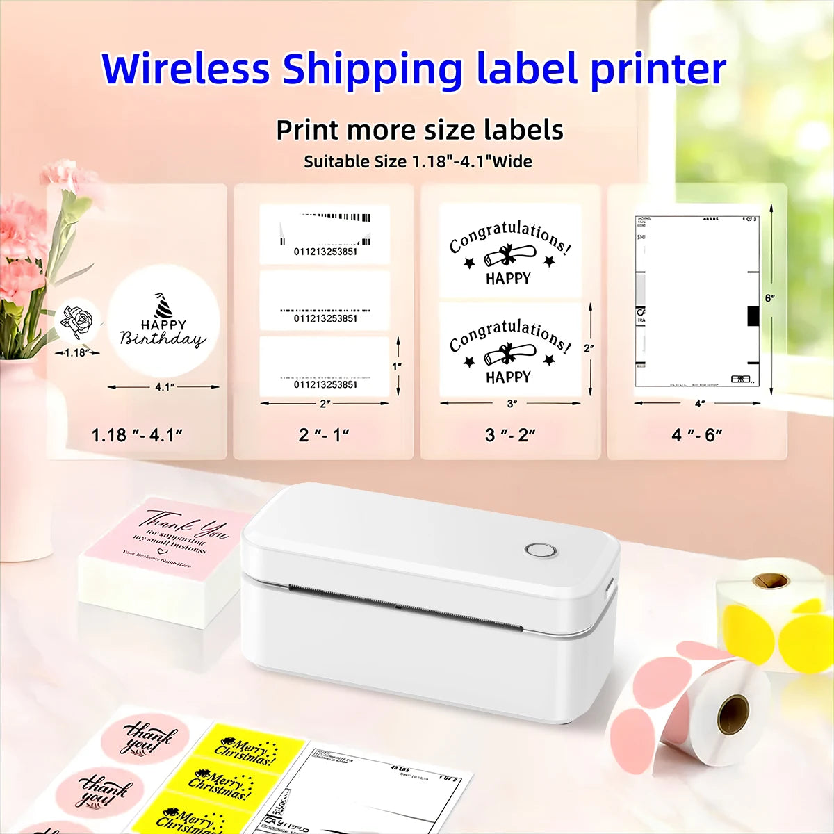 Marklife Portable 4-Inch Thermal Shipping Barcode Label Printer Hot Sale 110mm USB for Sticker Printer Machine 100 X150mm