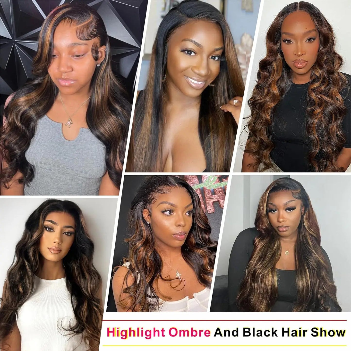 1B30 Body Wave Colored Highlight Ombre Glueless Lace Front Human Hair Wig Pre Plucked 13x6 HD Lace Frontal Wigs Human Hair