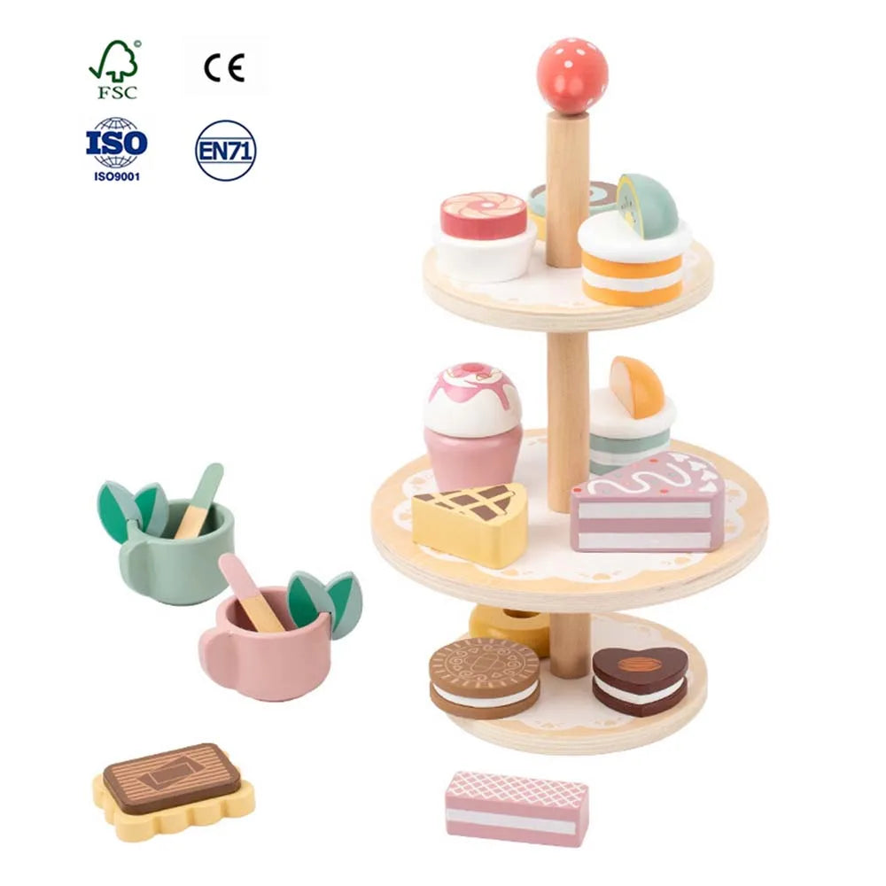 Children's Simulation Dessert Shop Ice Cream Ice Cream Tea Set Sales Shop Boys and Girls Play Home Wooden Toys