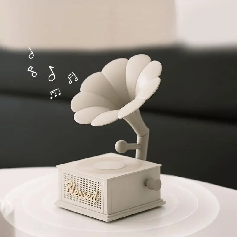 Lucky Gramophone for Speaker Atmosphere Night Light White Noise Audio High Sound Quality Retro Turntable Plastic Material