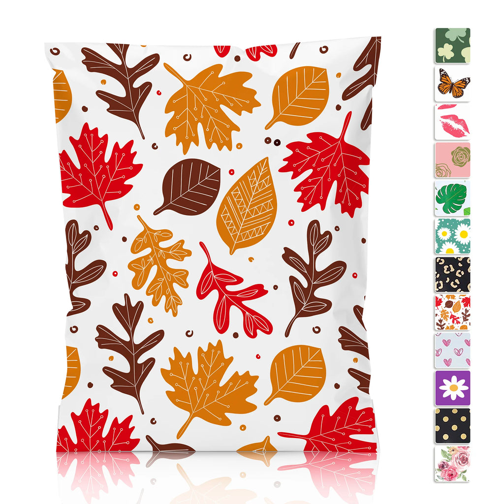 2-Day 5-Day Shipping! 100 Pack 10x13 Inch Maple Leaf Poly Mailers 2 Mil Self-Adhesive Waterproof Bags Eco-Friendly 100%