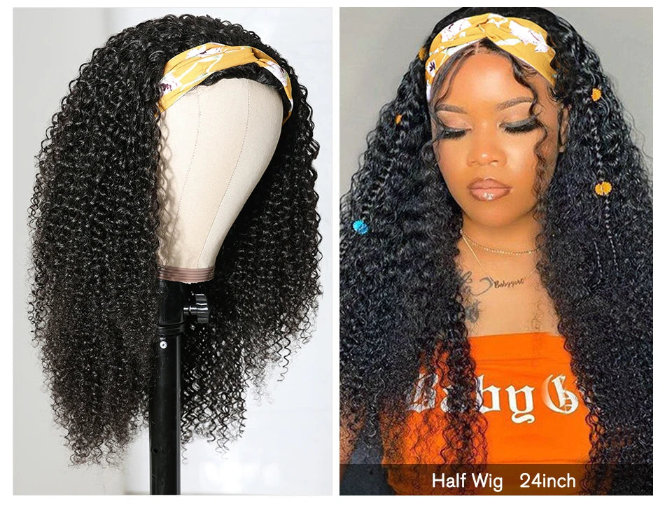 UNice Fashion Afro Kinky Curly Half Wigs for Black Women 150 Density Afro half Wig Kinky Curly Human Hair Wig
