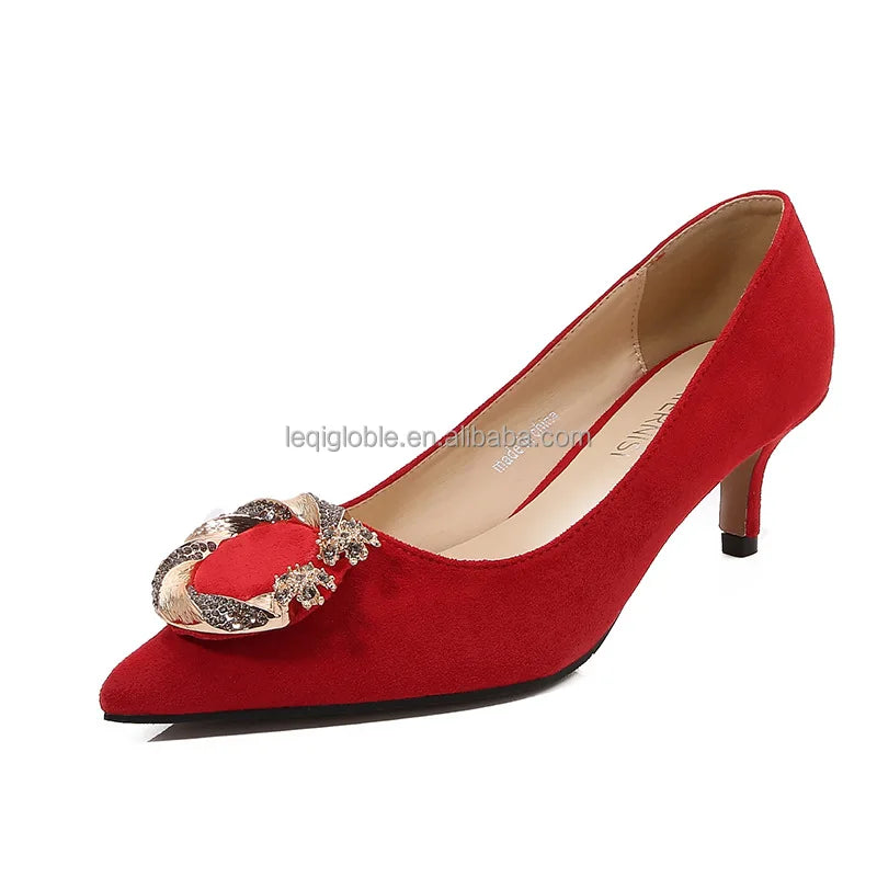 Custom Korean Style Anti-Slip Stiletto Heels 5 CM High Breathable Slip-On Women Big Size Shoes Office Shoes With Low Heels