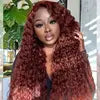 Raw Indian Hair Reddish Brown Kinky Curly HD Lace Frontal Wig Glueless Transparent  Lace Front Human Hair Wigs for Black Women