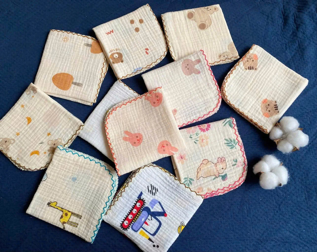 Safe Soft Eco-friendly Hypoallergenic Baby Textile Design Woven Muslin Cotton Burp Cloth Newborns 20x20cm Rectangle High-quality