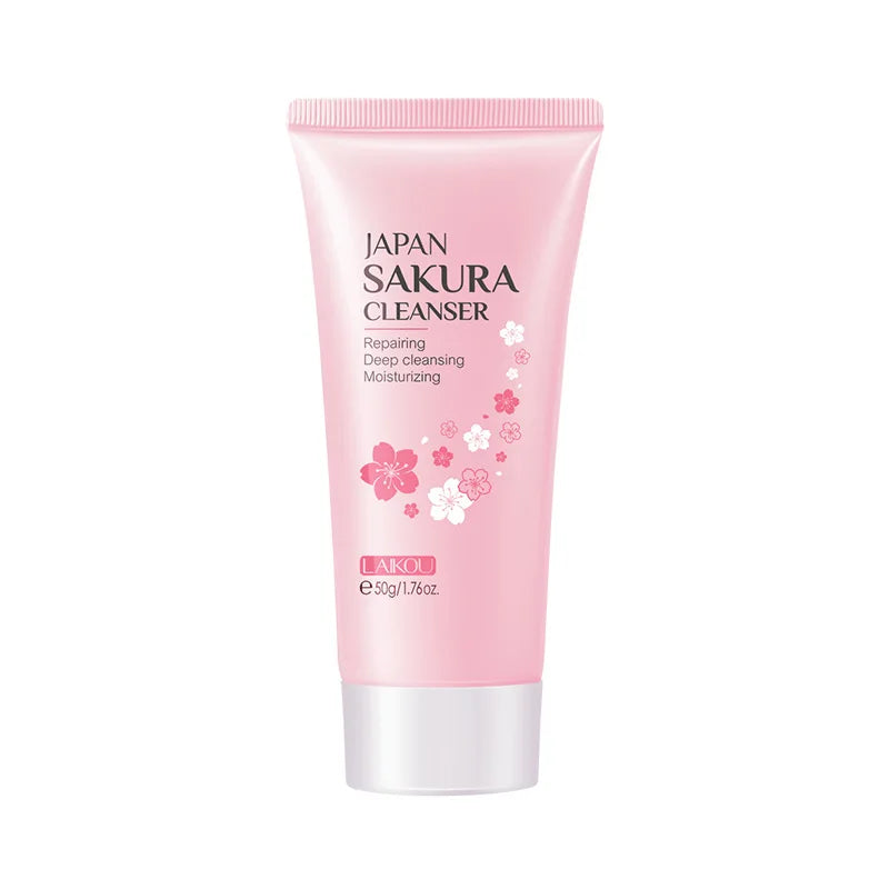 LAIKOU Japan Sakura Cleanser Gentle Deep Cleaning Oil Control Moisturizing Shrink Pores Face Skin Care Skin Cleanser 50g