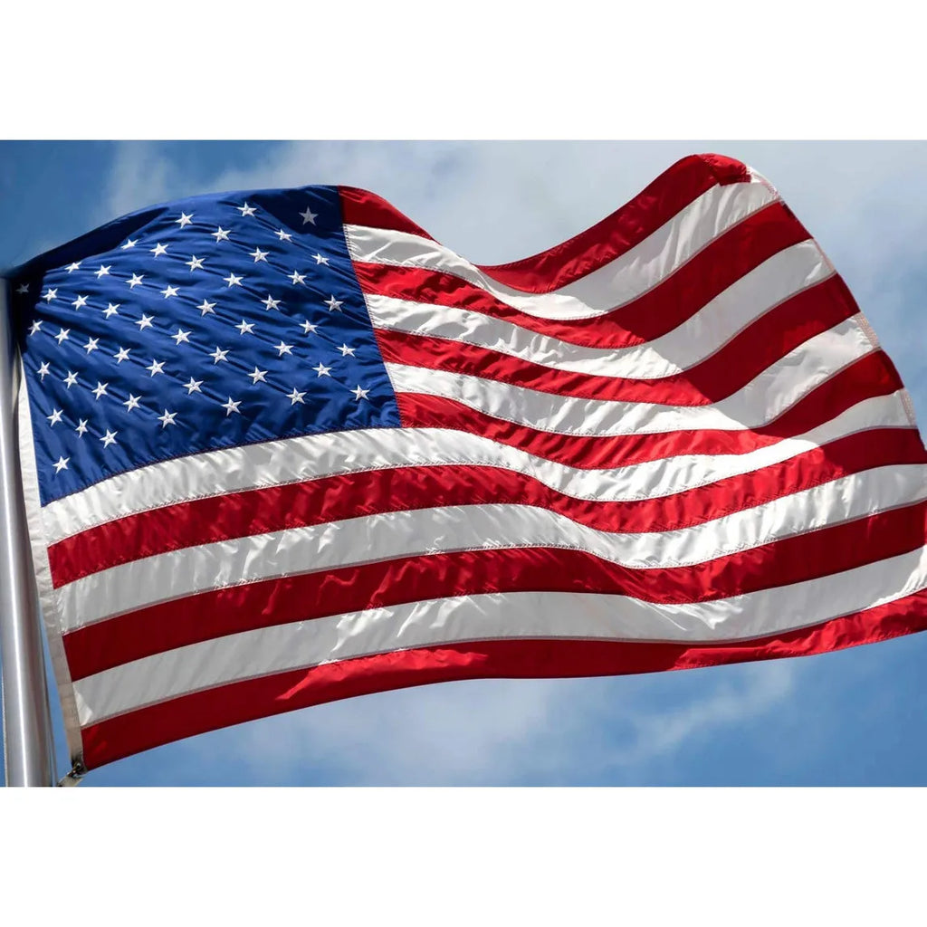Set of Four American Flags HMS Embroidered Nylon Red White and Blue Display Accessories