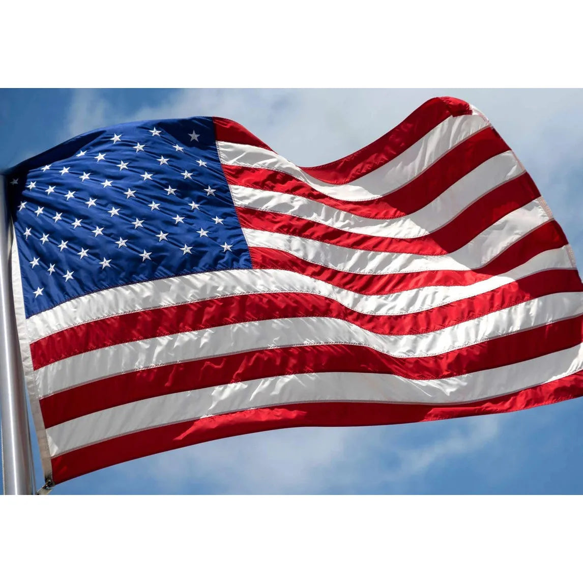 Set of Four American Flags HMS Embroidered Nylon Red White and Blue Display Accessories
