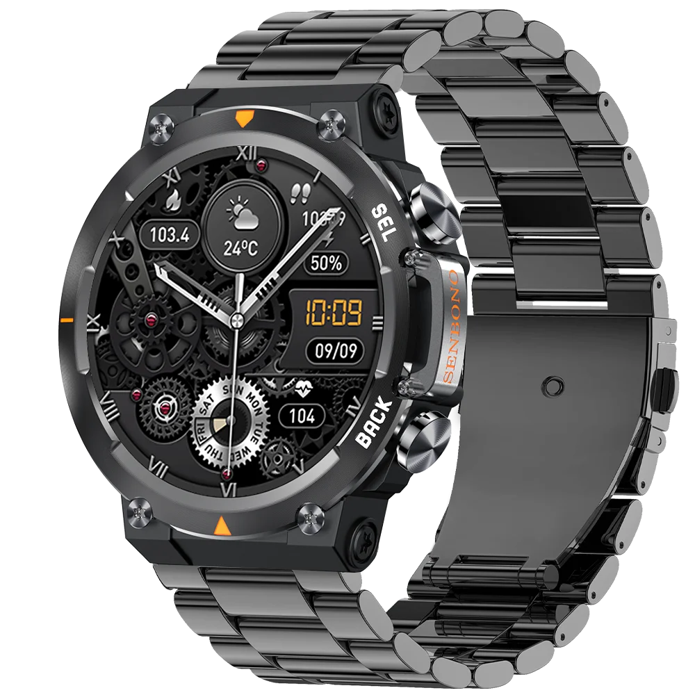 SENBONO MAX18 Outdoor Smartwatch 1.43-inch AMOLED Display Bluetooth Calling Fitness tracker Voice Assistant Men's Smartwatch