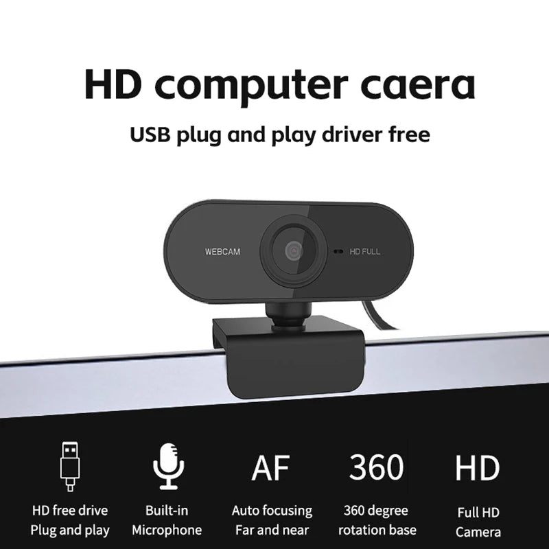 Mini Full HD 1080P USB Web Camera with Microphone for Laptop/Desktop-Live Streaming & Video Conference