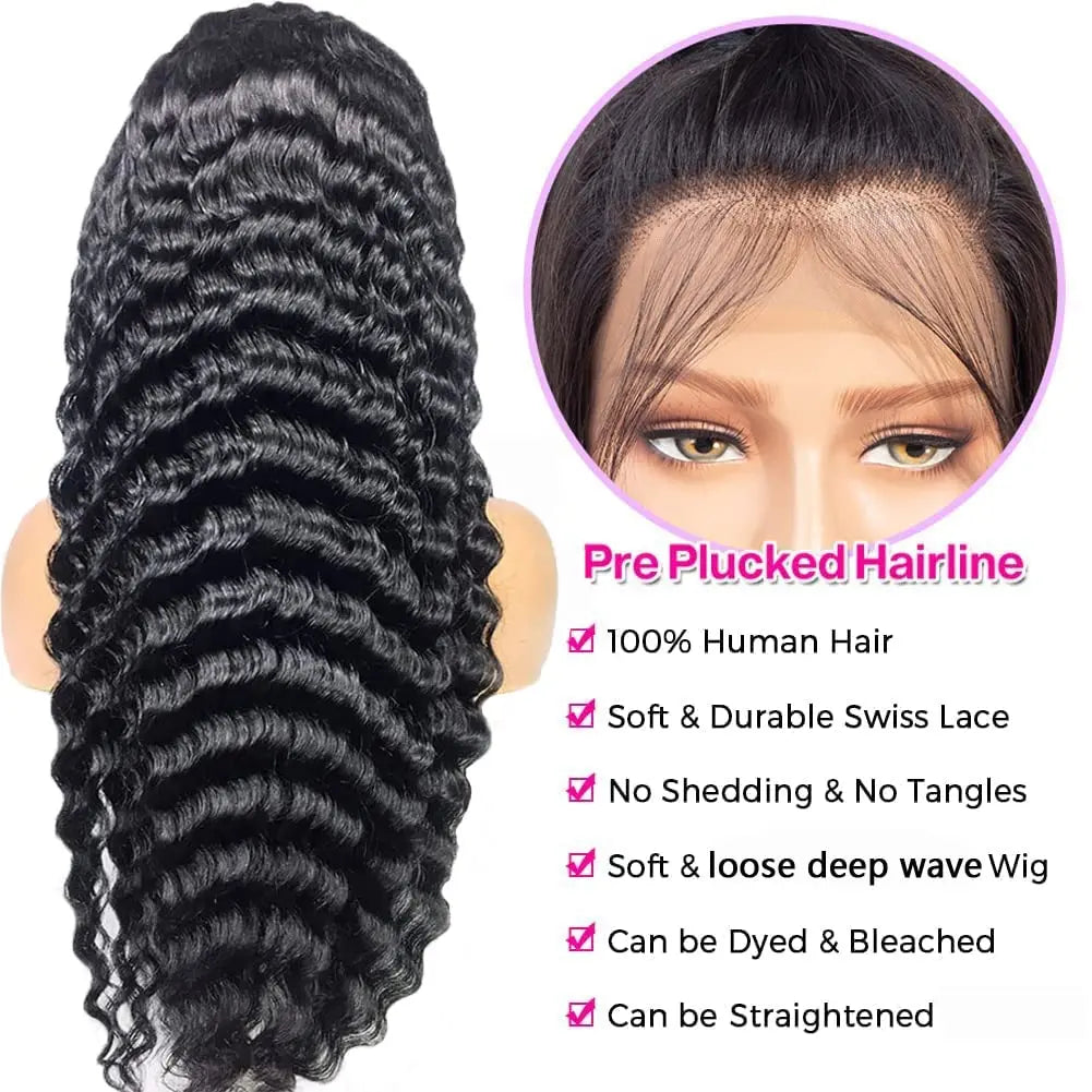 Glueless Human Hair Lace Front Wig 1B Color Water Wave 13x4 hd Human Hair Lace Front Wigs Pre Plucked Glueless Wigs Human Hair