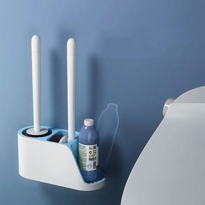 Hot Sale Household Wall Mounted Toilet Cleaning Brushes and Plunger Set No-drilling  for Bathroom