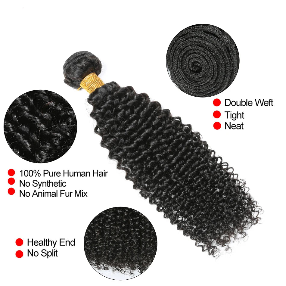 Virgo Kinky Curly Hair Bundles Brazilian Non-Remy Human Hair Extensions Bundles Thick Kinky Curly Bundles