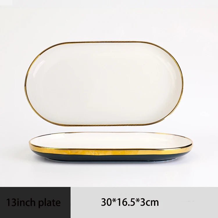 Home Premium Good Rim Ceramic Plates Sets Dinnerware Plate Dish