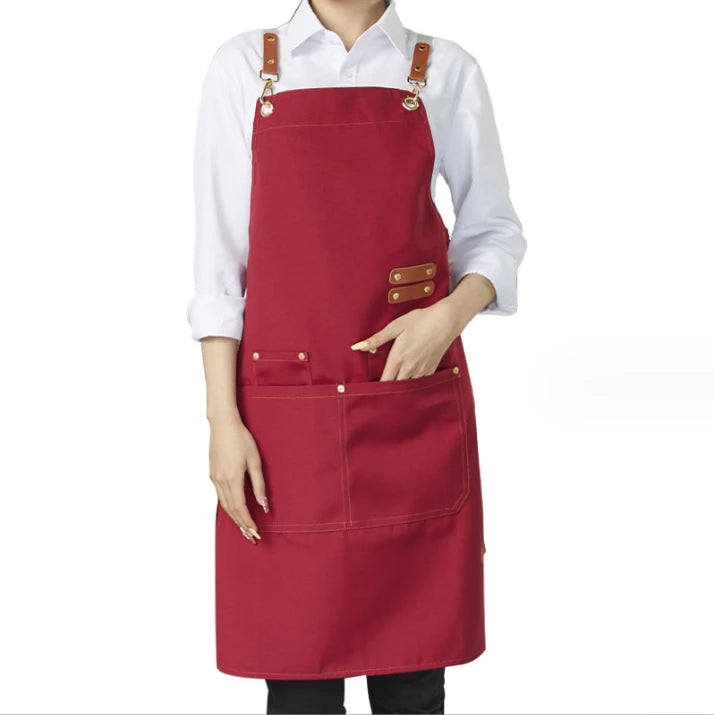 2026 Best Selling Wholesale Reusable Workwear Polyester Kitchen Apron Kit Oilproof Waterproof Pocket Adjustable Strap Custom