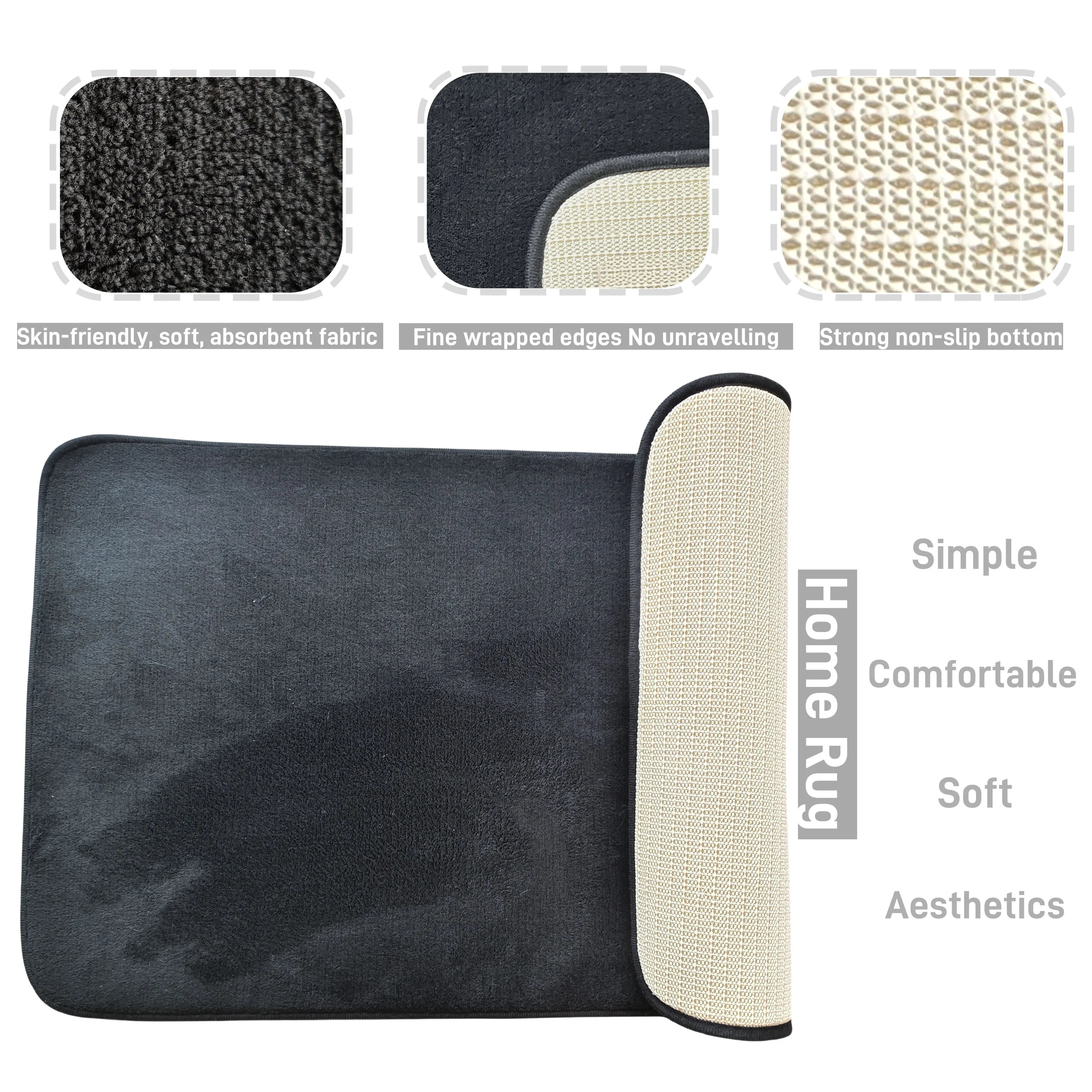 (Free Shipping for USA)Bathroom Rugs Non Slip Bath Rug Leaves Plush Microfiber Washable Area Mat for Bedroom Living Room