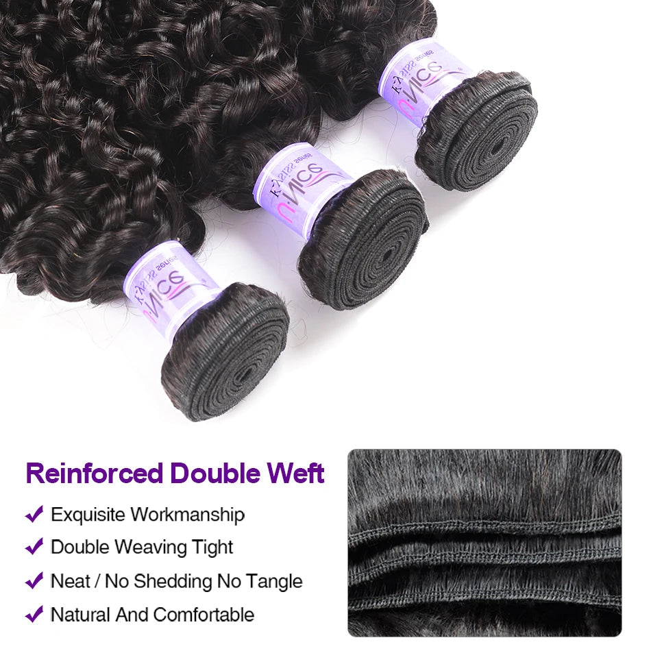 UNice Hair Kysiss Series 12A Brazilian Curly Hair 3/4 Bundles With Closure 100% Human Virgin Hair Bundles With Closure