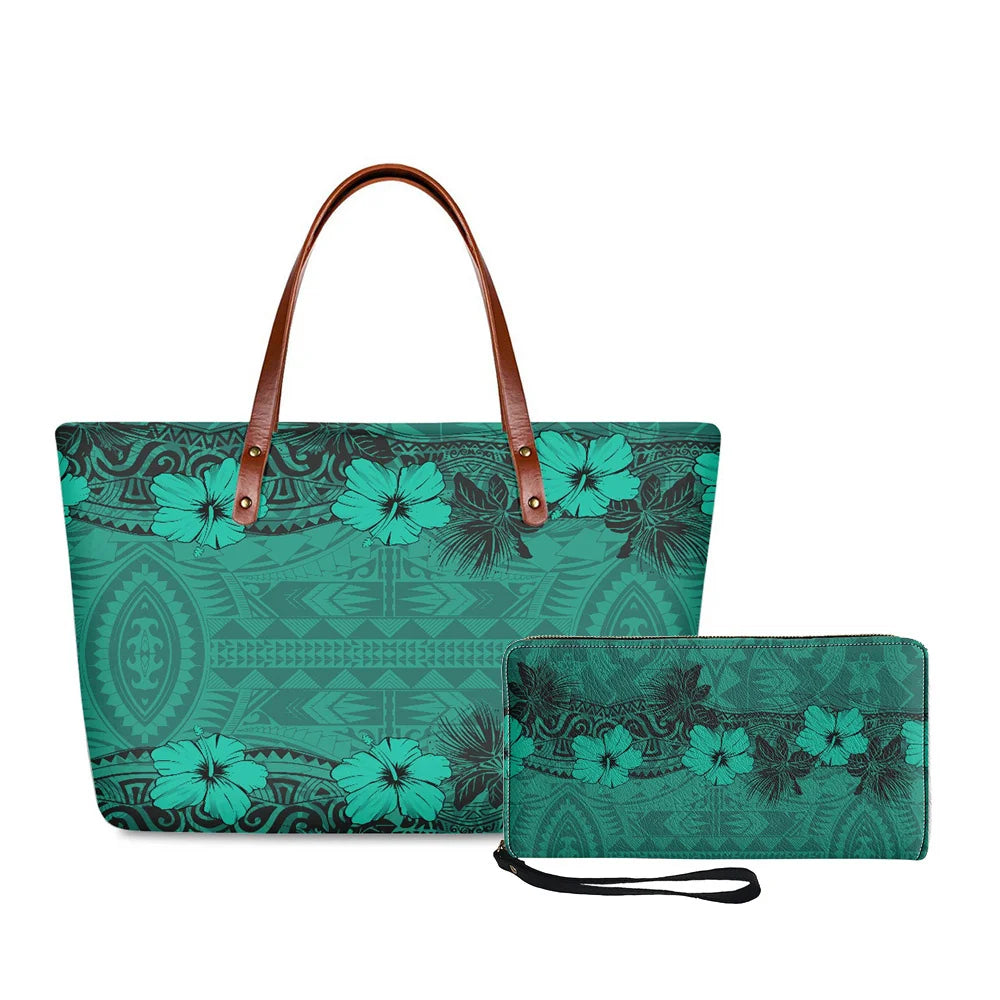 Traditional Tribal Polynesian Print Satchel Handbag Set Young Girls Hand Bags and Purses for Women Luxury Custom Purse with Logo