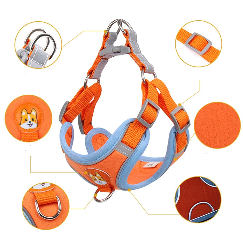 Dog Harness with Leash Adjustable Vest Walking Supplies Soft Breathable Pet Accessories for Chihuahua Pug Small Puppy Dog Lead