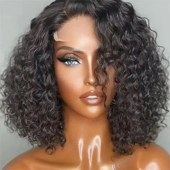 Cheap Short Bob Peruvian Hair Wig Kinky Curly Transparent HD Lace Front Wig Vendors Natural Human Hair