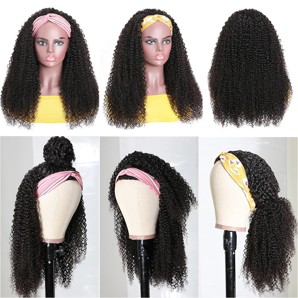 UNice Fashion Afro Kinky Curly Half Wigs for Black Women 150 Density Afro half Wig Kinky Curly Human Hair Wig