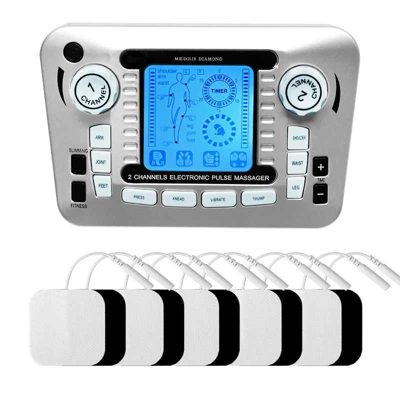 Tens Massager Ems Muscle Stimulator Acupuncture Electrical Pads Pulse Low Frequency Physiotherapy Slimming Machine Health Care