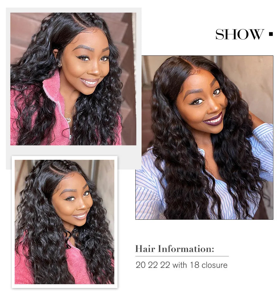 Unice Hair 1/3/4 Bundles Water Wave Peruvian Hair Weave Bundles Wavy Hair Extension 100% Remy Human Hair Water Wave