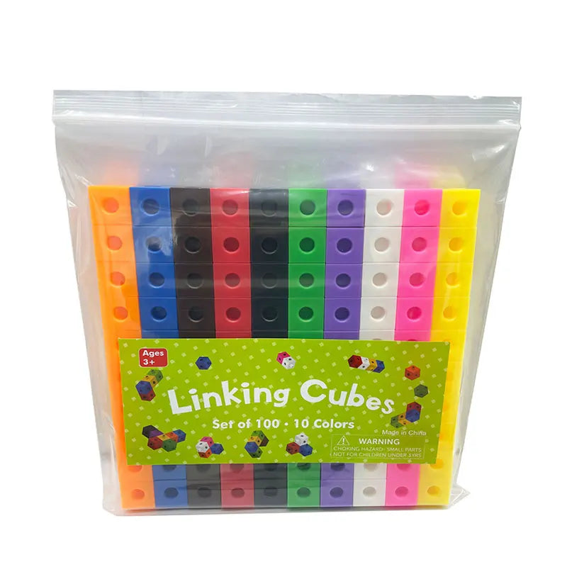 Montessori Rainbow Link Cubes Educational Toys Boxed Card Set Math Counting Learning Stacked Blocks Sensory Games Children Toys