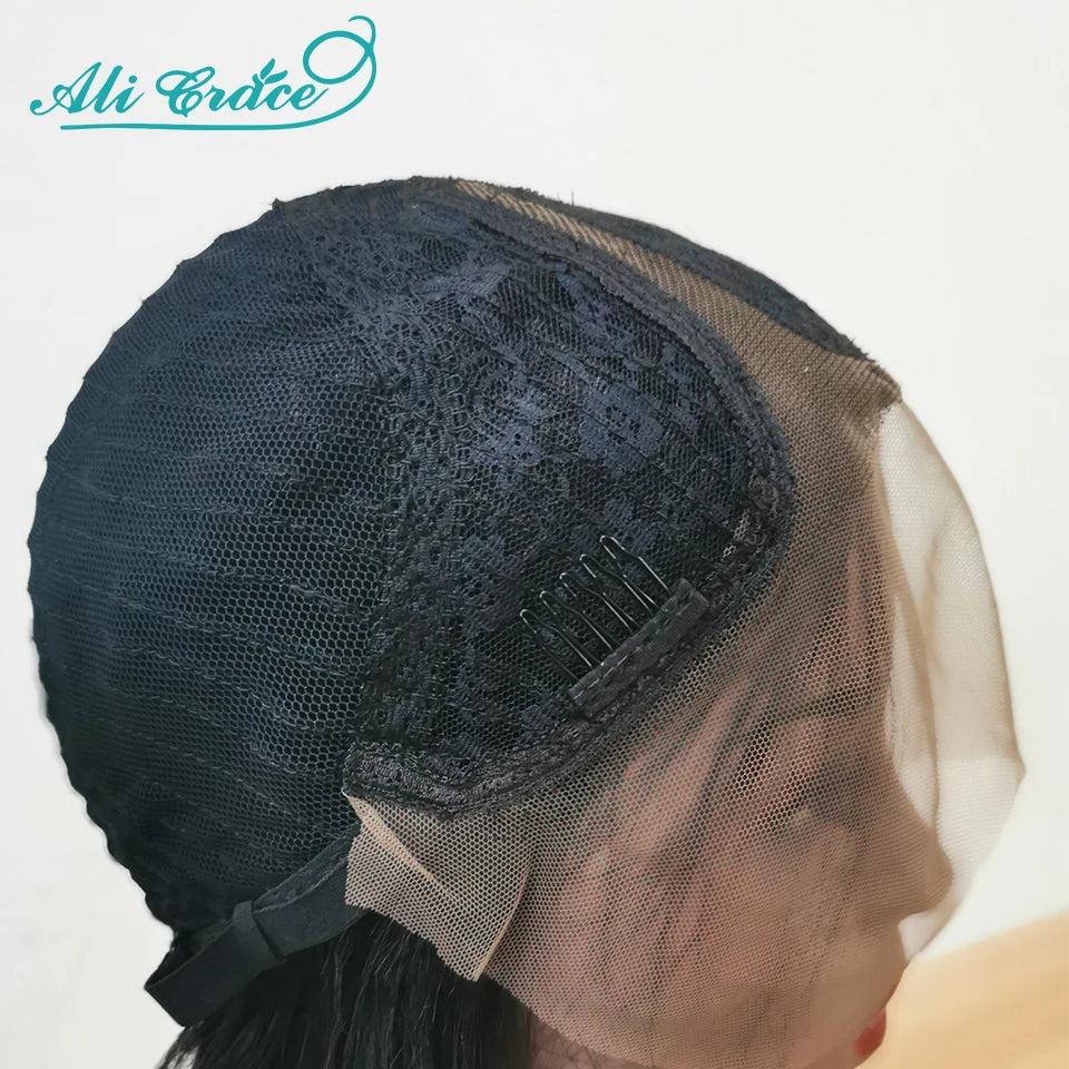 20CM Pixie Cut Blunt Bob Hair Wig Brazilian Short Straight Hair Wigs Pre-plucked Pixie Cut Ali Grace Lace Part Lace Wigs