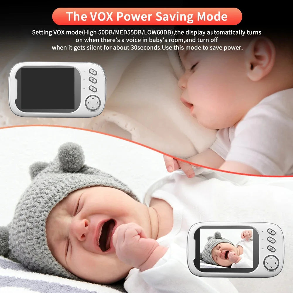 Plastic Baby Monitor with Camera and Audio 3.5" Screen Portable Night Vision 2-Way Audio Temperature Sensor