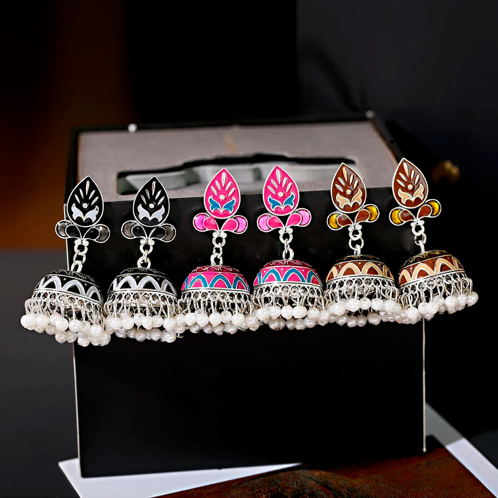 Douvei Fashion Gold Plated Bohemian Drop Enamel Pave Women Boho Stud Earrings Vintage Classic Jewelry Bell Shape Jewelry