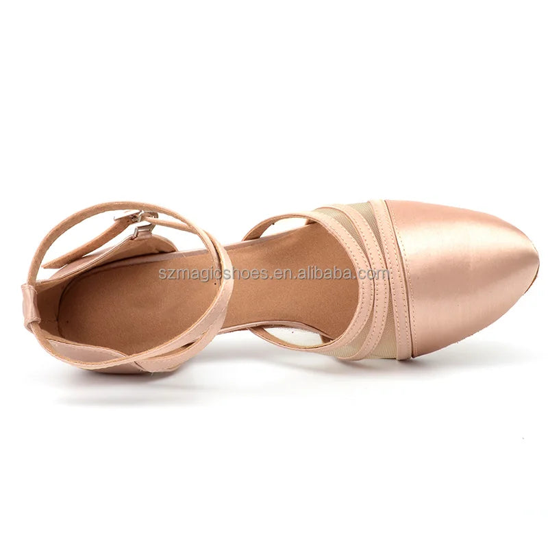 Customized Latin Dance Shoes Woman Heel Closed Toe