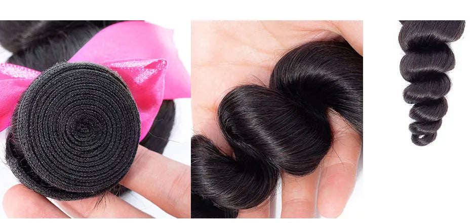 ISEE HAIR Brazilian Loose Wave Human Hair Extension 3 Bundles 100% Remy Hair Weave Bundles Nature Color bundles raw hair