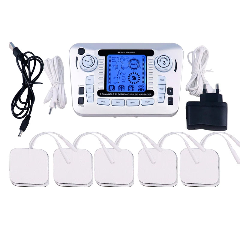 Tens Massager Ems Muscle Stimulator Acupuncture Electrical Pads Pulse Low Frequency Physiotherapy Slimming Machine Health Care