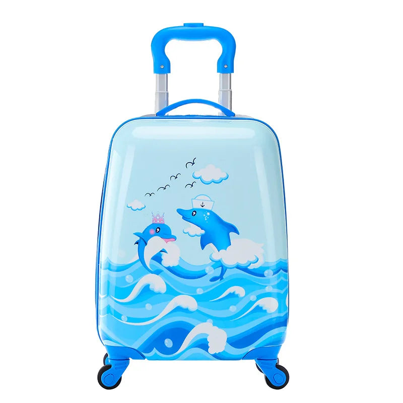 New Listing Cartoon Images 18 Inch PC Kids Luggage Custom Design Travel Trolley Children Suitcase 3D Print Kids Trolley Bag Set