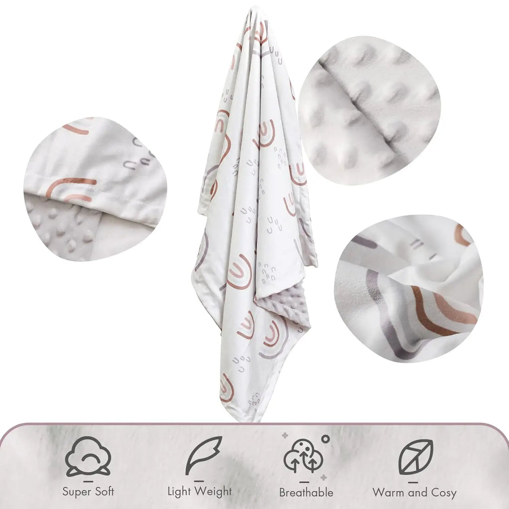 CPC Certification 30x40 Custom Graphics rainbow Blanket Baby Dots Mink Receiving Blanket Swaddle Animal Minky Dot Baby Blanket