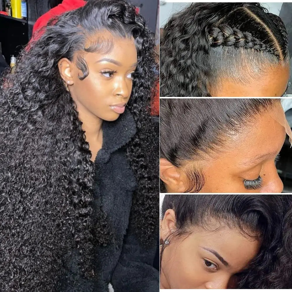Wholesale Raw Indian Virgin Kinky Curly Human Hair 13X4 Lace Front Wig Natural Color Human Hair Transparent Lace Frontal Wigs