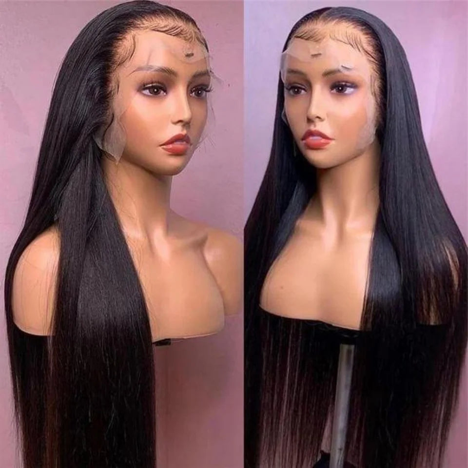 13x6 Raw Indian Lace Frontal Wig,Raw Glueless HD Full Lace Front Wigs,Straight Wave  Virgin Human Hair Wig