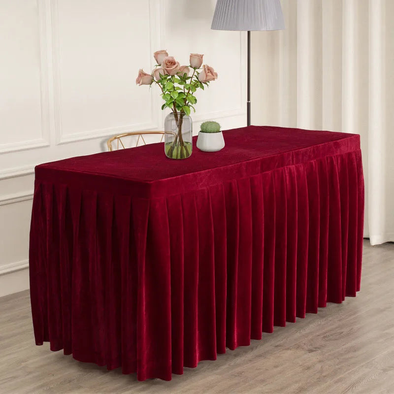 Mantel De Terciopelo Conference Decor 100% Polyester Custom Size Welcome Plain Color Solid Design Velvet Tablecover Table Cloth